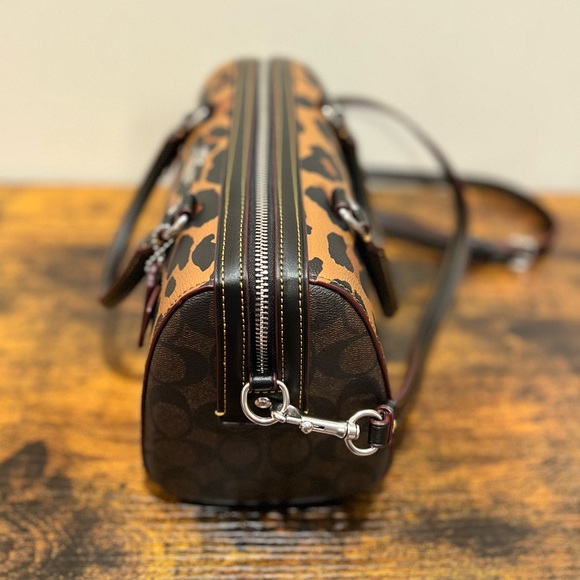 Coach, Rowan Satchel In Signature Canvas With Leopard Print - Picture 7 of 14